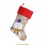 Deluxe Plush Hessian Red Top Snowman Stocking 40cm X 25cm