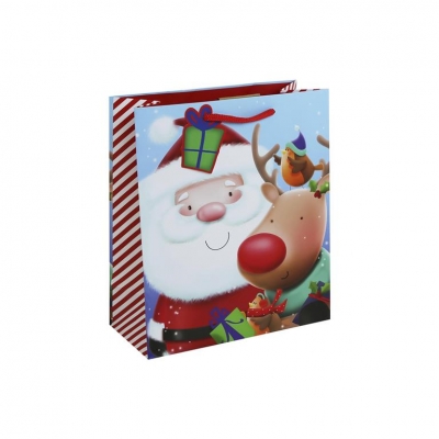 Christmas Cute Santa Reind Medium Gift Bag ( 215Mm X 253Mm X 102