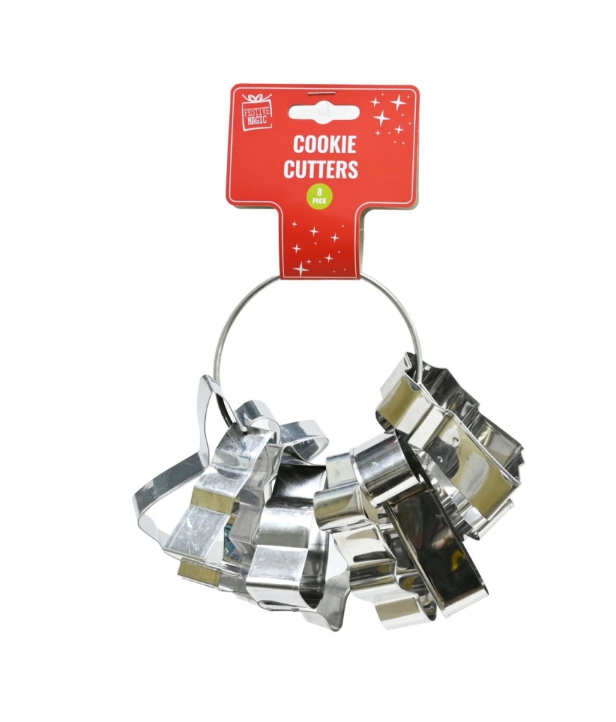 Christmas Cookie Cutters 8Pc On Ring - Click Image to Close