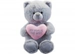 Grey Bear With Mum Heart 28cm