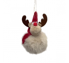 Christmas Pompom Deer Bauble 12cm