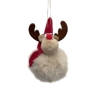 Christmas Pompom Deer Bauble 12cm