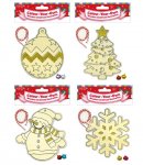Wooden Xmas Glitter Decorations