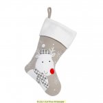 Deluxe Plush Silver White Top Reindeer Stocking 40cm X 25cm