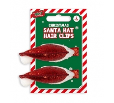 Glitter Santa Hat Hair Clips 2 Pack