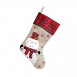 Tartan Snowman Christmas Stocking 40cm X 25cm