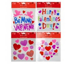 Love You More Valentines Window Gel Stickers