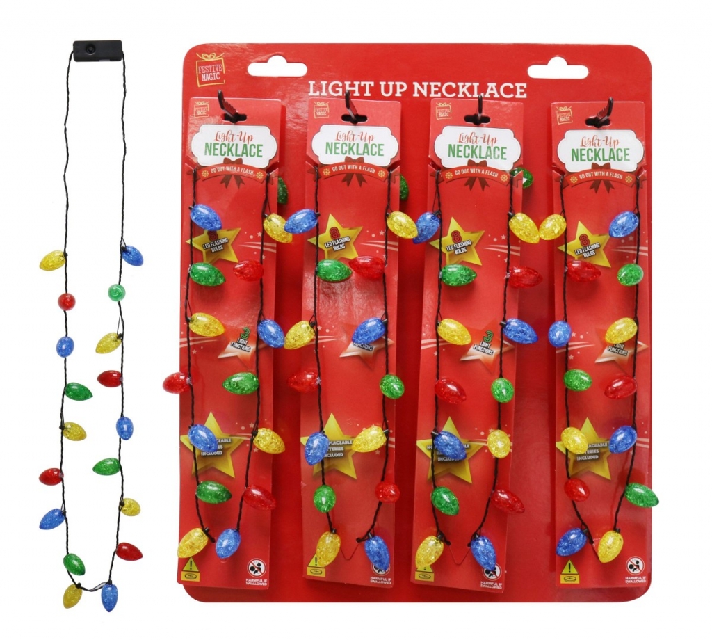 Christmas Flashing Bulbs Necklace - Click Image to Close