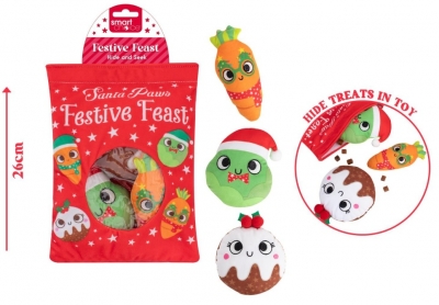 Christmas Plush Festive Feast Hide & Seek Dog Toy