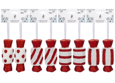 Candy Cane Sweet Christmas Decoration 4 X 11cm