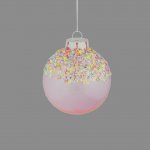 Clear Pink Candy 8cm Frosted Bauble