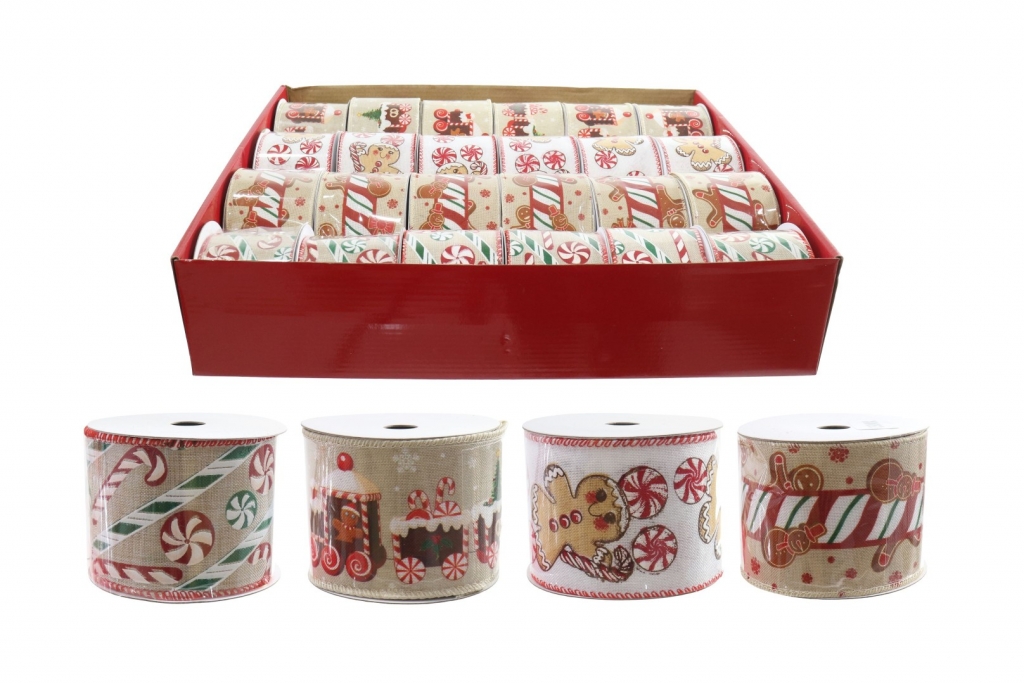 Christmas Gingerbread Ribbon 63mm X 2.7m - Click Image to Close