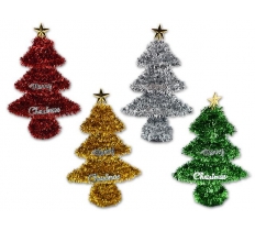 8" Christmas Tinsel 3D Christmas Tree Tabletop Merry Christmas