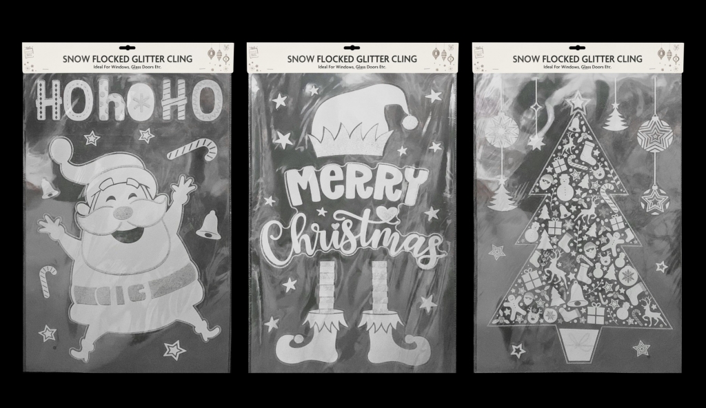 Christmas Glitter Flocked Window Sticker Large 70cm - Click Image to Close