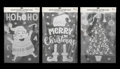 Christmas Glitter Flocked Window Sticker Large 70cm