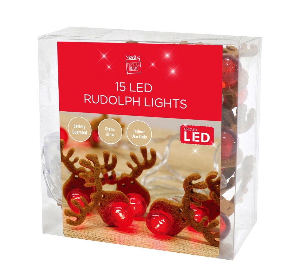 LIGHT UP 15 RUDOLPH LIGHTS - Click Image to Close