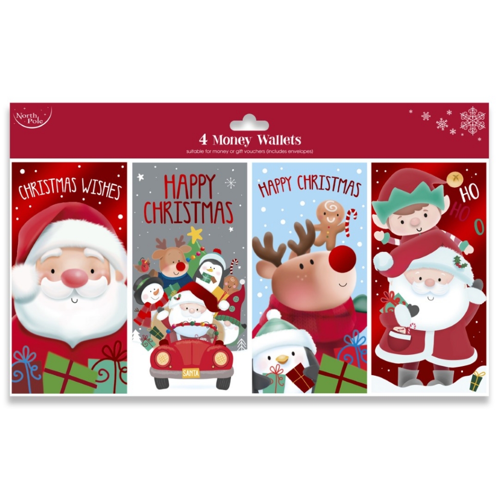 Christmas Cute Money Wallet Polybag 4pack - Click Image to Close