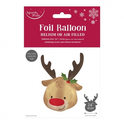 Reindeer Head Foil Balloon 79cm X 60cm
