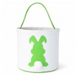 Easter Cotton Bucket Bag With Green Bunny & Fluffy Tail