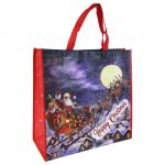Christmas Flying Santa Jumbo Sq Pp Woven Bag