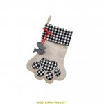 Deluxe Plush Plaid Black Footprint Stocking 40cm X 25cm