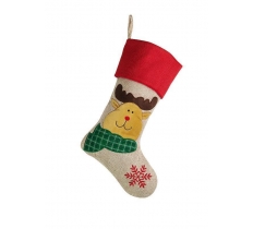 Deluxe Plush Hessian Effect Christmas Stocking 40cm X 25cm