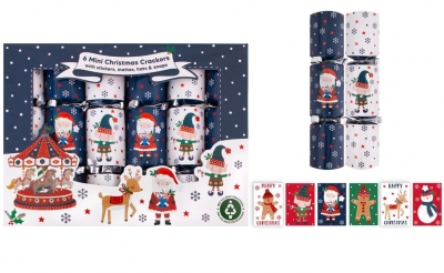 Christmas 6 Mini 6" Crackers Santa & Elf