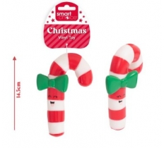 Christmas Squeaky Vinyl Candy Cane Dog Toy