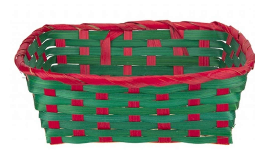 Bamboo Christmas Basket 25cm X 19cm X 9cm - Click Image to Close
