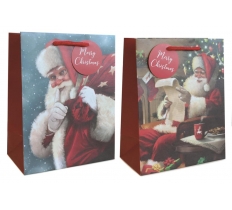 Gift Bag Christmas Trad Santas Medium ( 18 X 23 X 10cm )