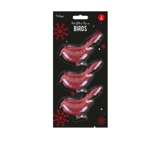 Red Glittered Clip-On Bird Christmas Decoration - 3 Pack