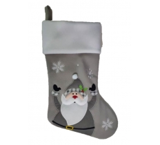 Deluxe Plush Grey Santa Stocking 40cm X 25cm