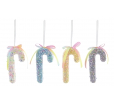 Christmas Flocked Hanging Candycane Sprinkles 15cm