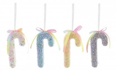 Christmas Flocked Hanging Candycane Sprinkles 15cm
