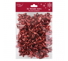 Christmas Red Metallic Bows 16pk