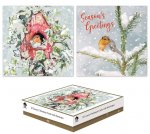 Christmas Cards 12 Square Boxed Trad Robins