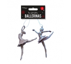 Rose Gold Glitter Ballerina Decorations - 2 Pack