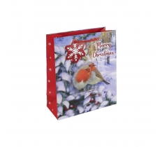 Christmas Robin Medium Bag ( 215Mm X 253Mm X 102Mm )