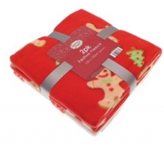 Gingerbread Festive Design Fleece Throws 125x150cm 2PC