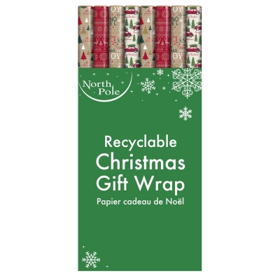 Christmas 4m Sim Kraft Gift Wrap