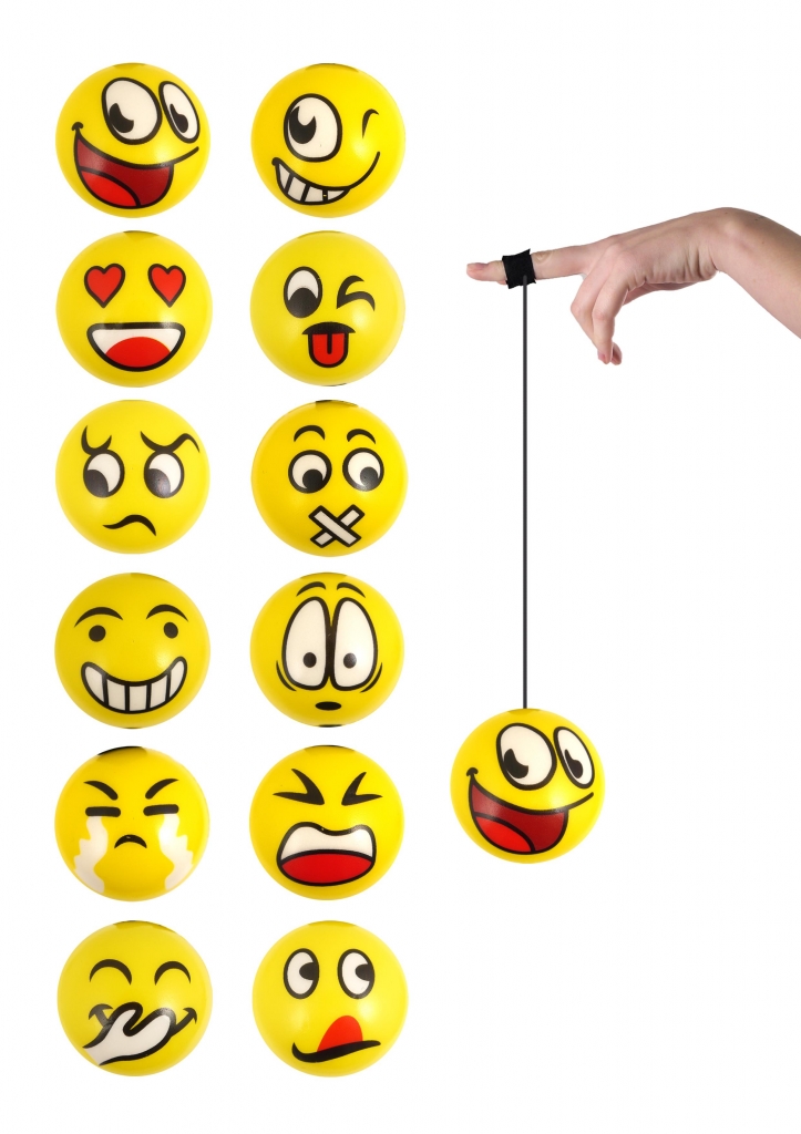 Emoji Face Return Ball 6cm - Click Image to Close