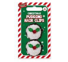 Christmas Pudding Hair Clips 2Pk