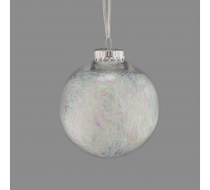 10cm Clear Bauble Iridescent Lametta