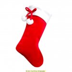 Deluxe Plush Red Velvet Look Pom Pom Stocking 40cm X 25cm