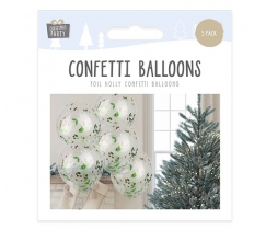 Foil Holly Confetti Balloons 5 Pack