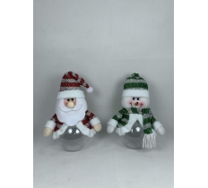 Santa / Snowman Christmas 10" Candy Jar