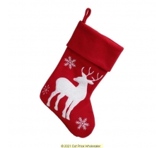 Deluxe Plush Red Modern Fluffy Reindeer Stocking 40cm X 25cm