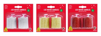 LED Votive Candle Glitter/Shiny 2 Pack ( Assorted )