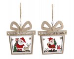 Hanging Deco Santa Present 11cm ( Assorted Design )