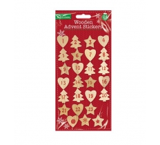 Wooden Advent Stickers 27 Pack